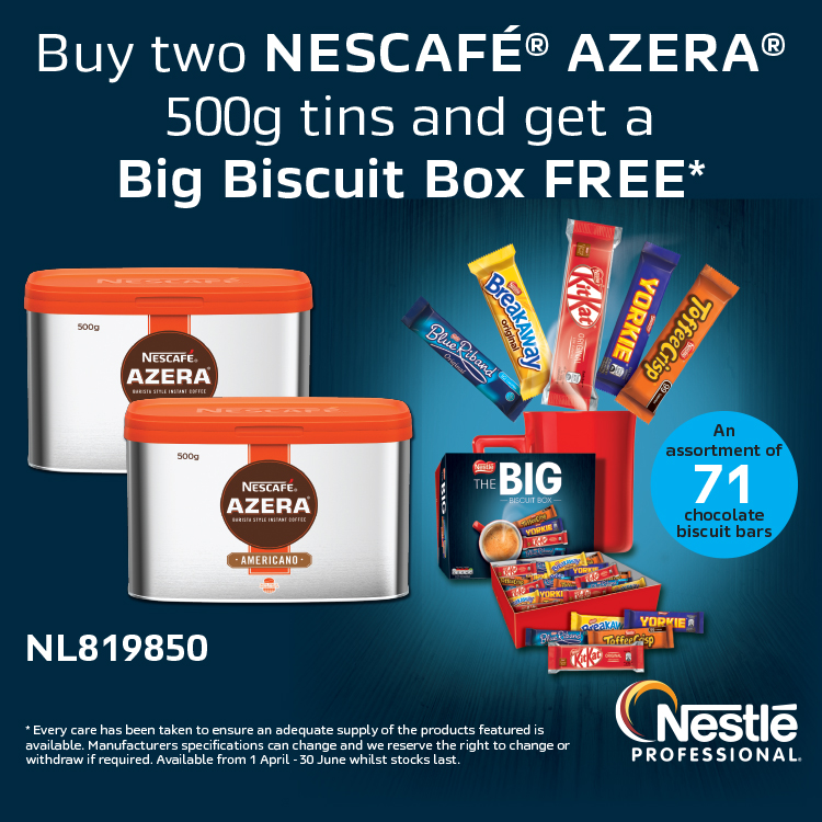 Buy two 500g Nescafé Azera and get a Big Biscuit Box FREE